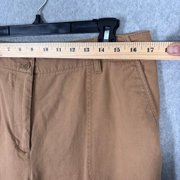Talbots Cargo Pant 14P Khaki Linen Capri Super Soft Utility Wide Leg Baggy Crop - Picture 4 of 11